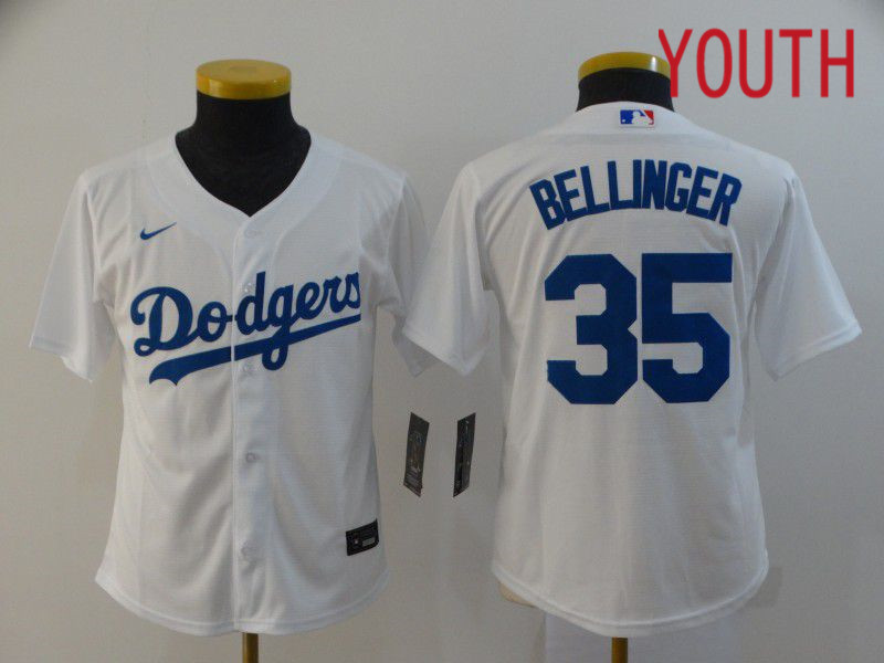 Youth Los Angeles Dodgers 35 Bellinger White Nike Game MLB Jerseys